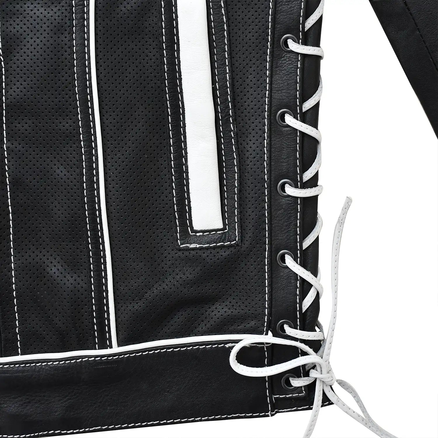 Wildfire Rouge Mens Motorcycle Leather Jacket (Black/White) Men's Leather Jacket First Manufacturing Company