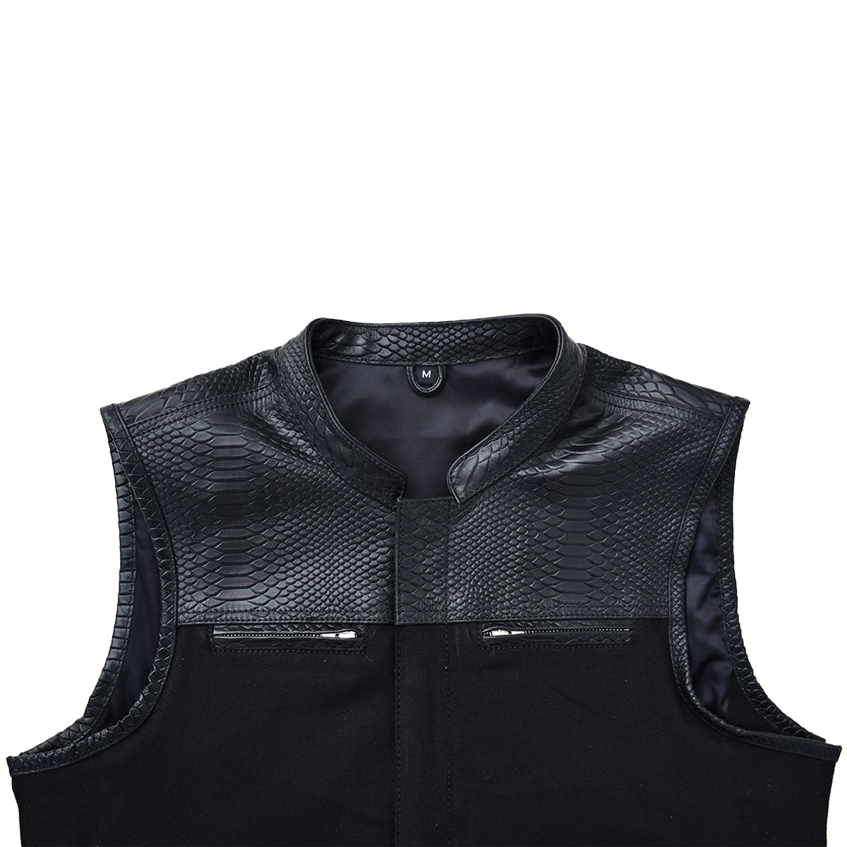 Blackfang Men's Leather/Twill Motorcycle Vest Men's Leather Vest Vests