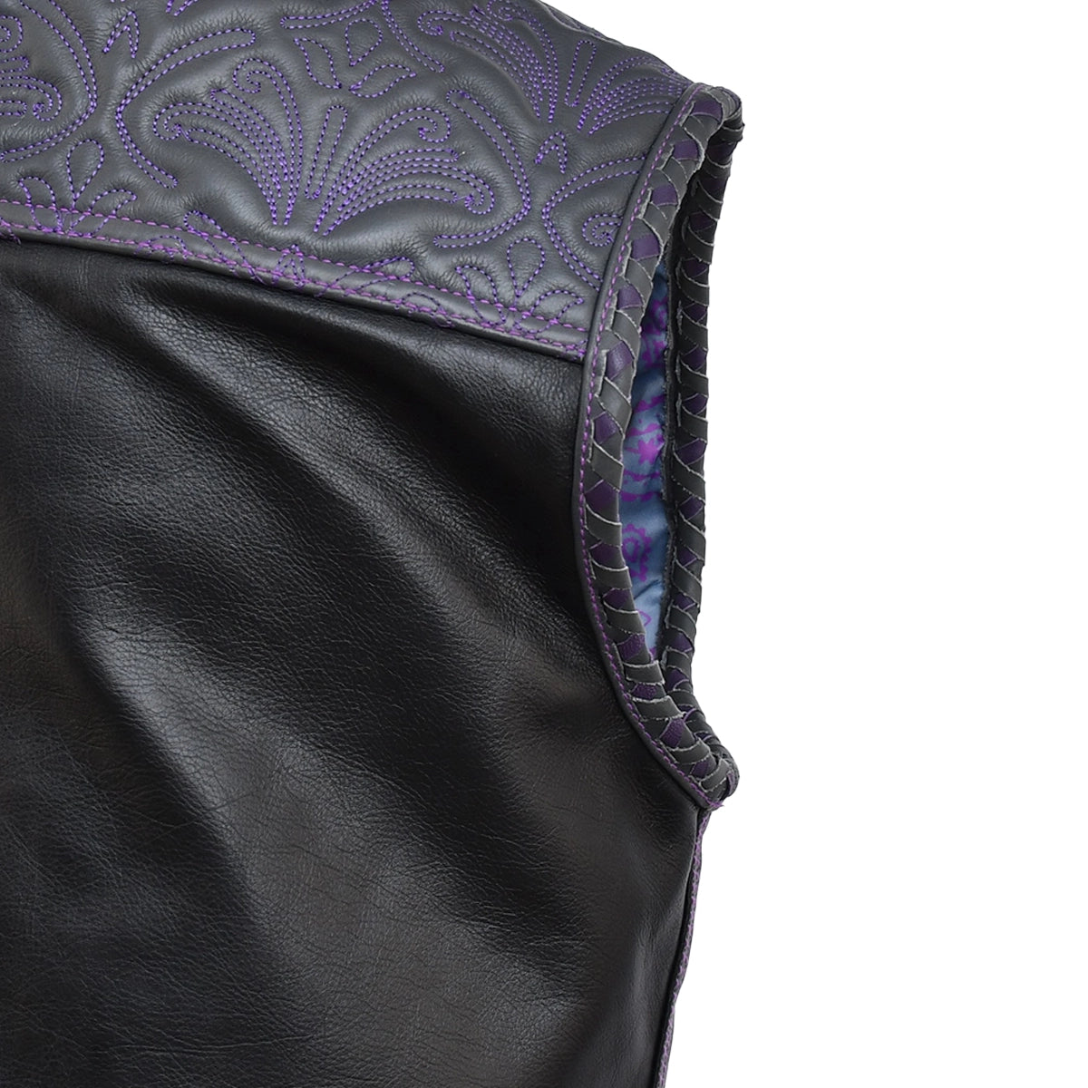 Rattler - Men's Black & Gray Leather Motorcycle Vest