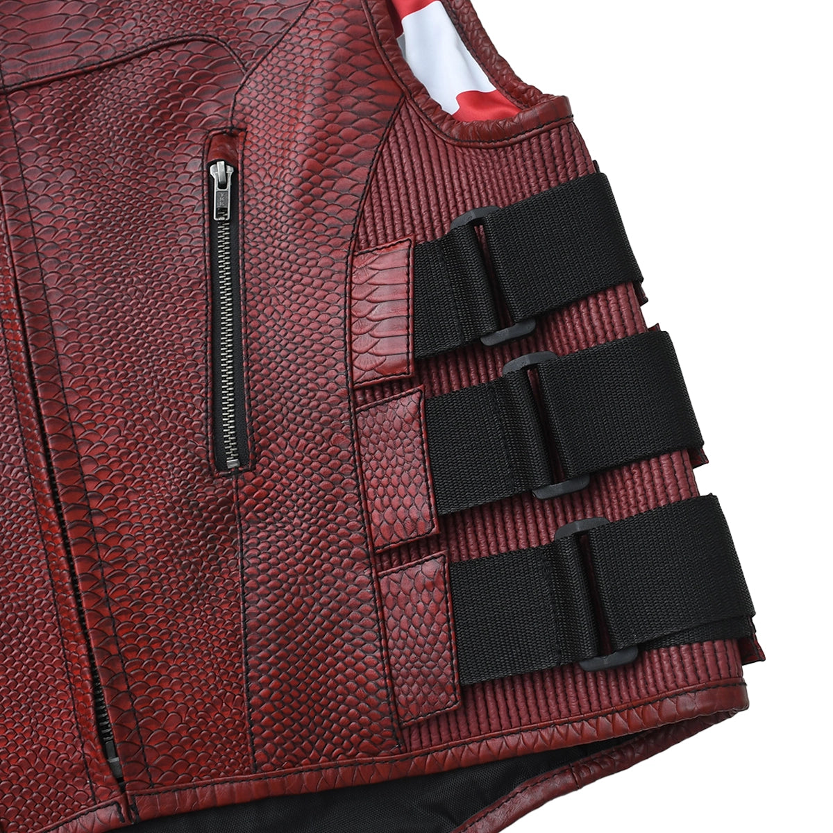 Bloodline - Men’s Red Dragon Leather Motorcycle Vest Men's Leather Vest Vests