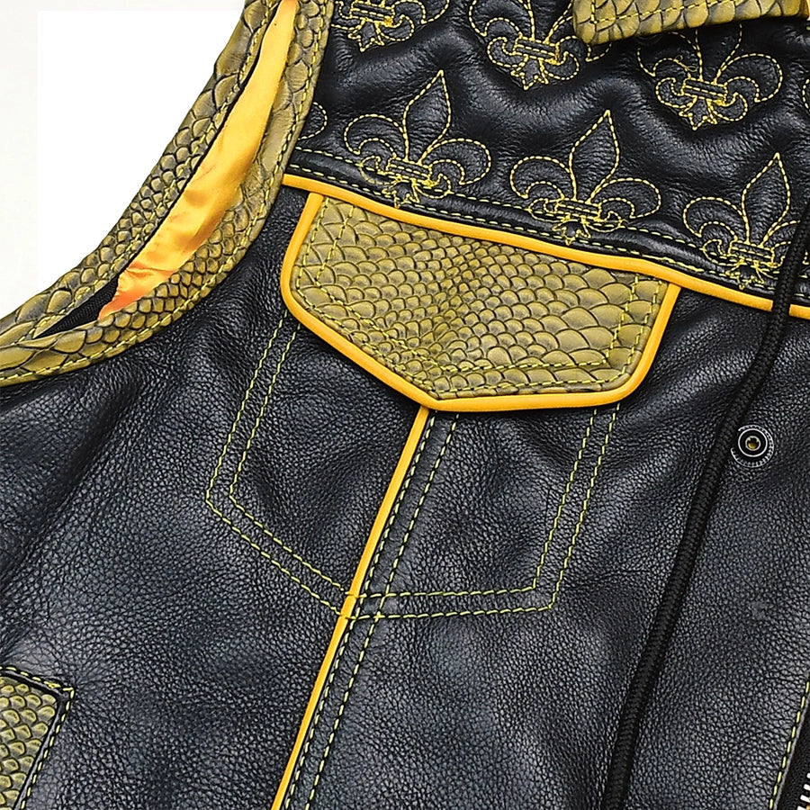 Dynasty Men's Club Style Leather Biker Vest Men's Leather Vest First Manufacturing Company