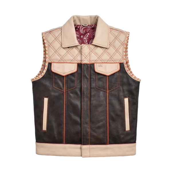 Sentinel - Men's Leather Motorcycle Vest Men's Leather Vest Vests