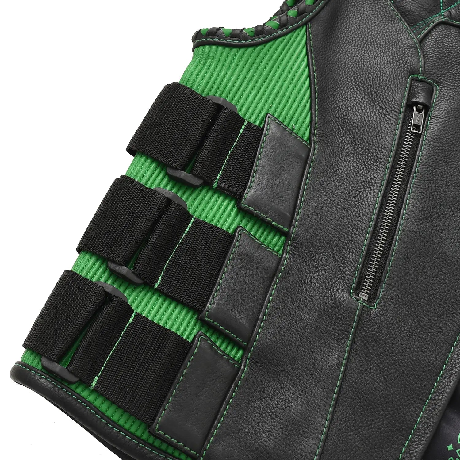 Tactical Emerald Men’s Motorcycle Leather Vest Men's Leather Vest Vests
