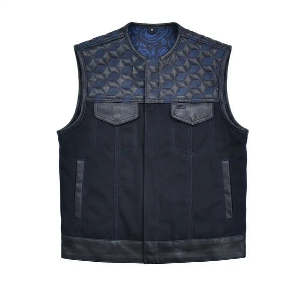 Trailblazer - Men's Leather/Canvas Motorcycle Vest Men's Leather Vest Vests