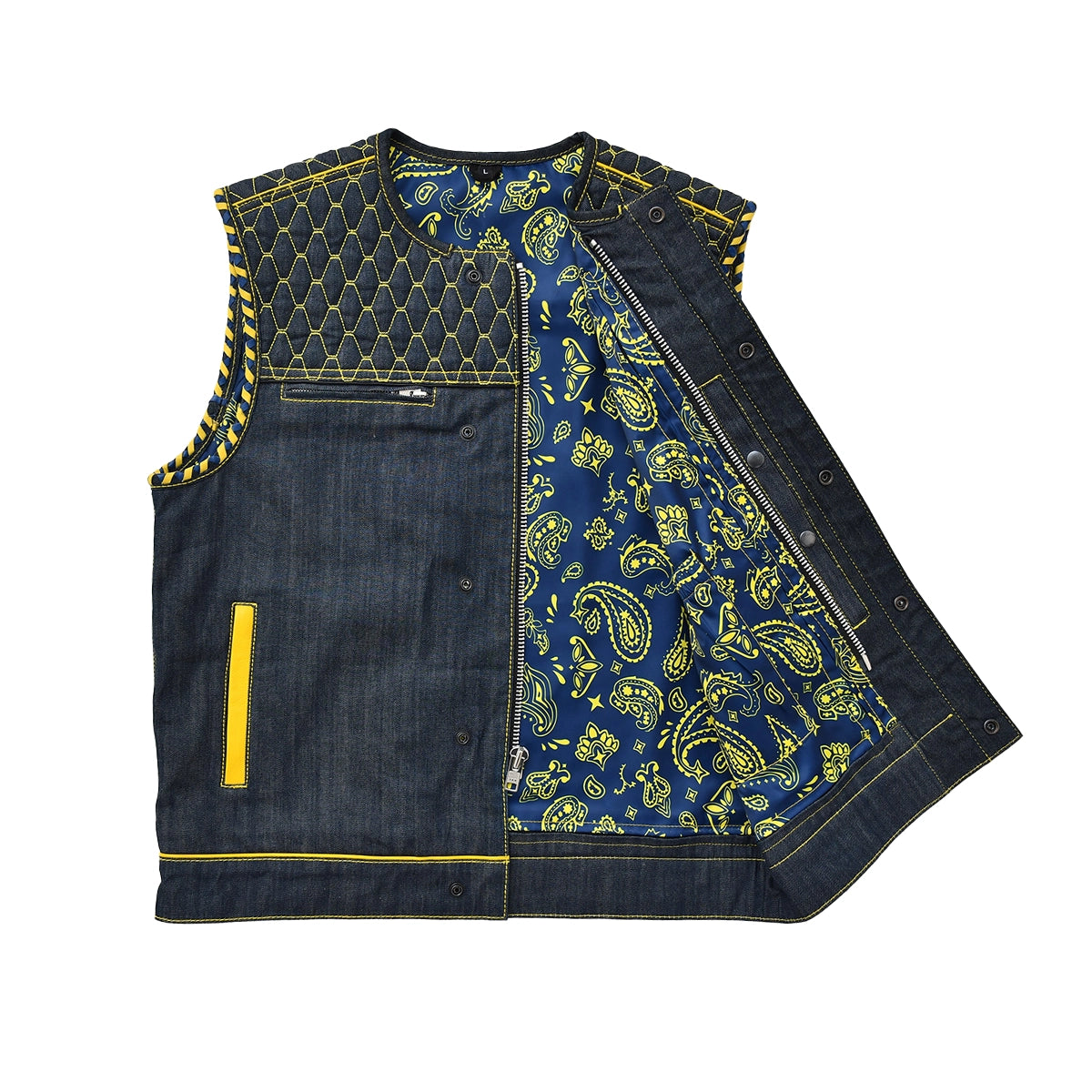 Yellowline - Men's Blue Denim Motorcycle Vest