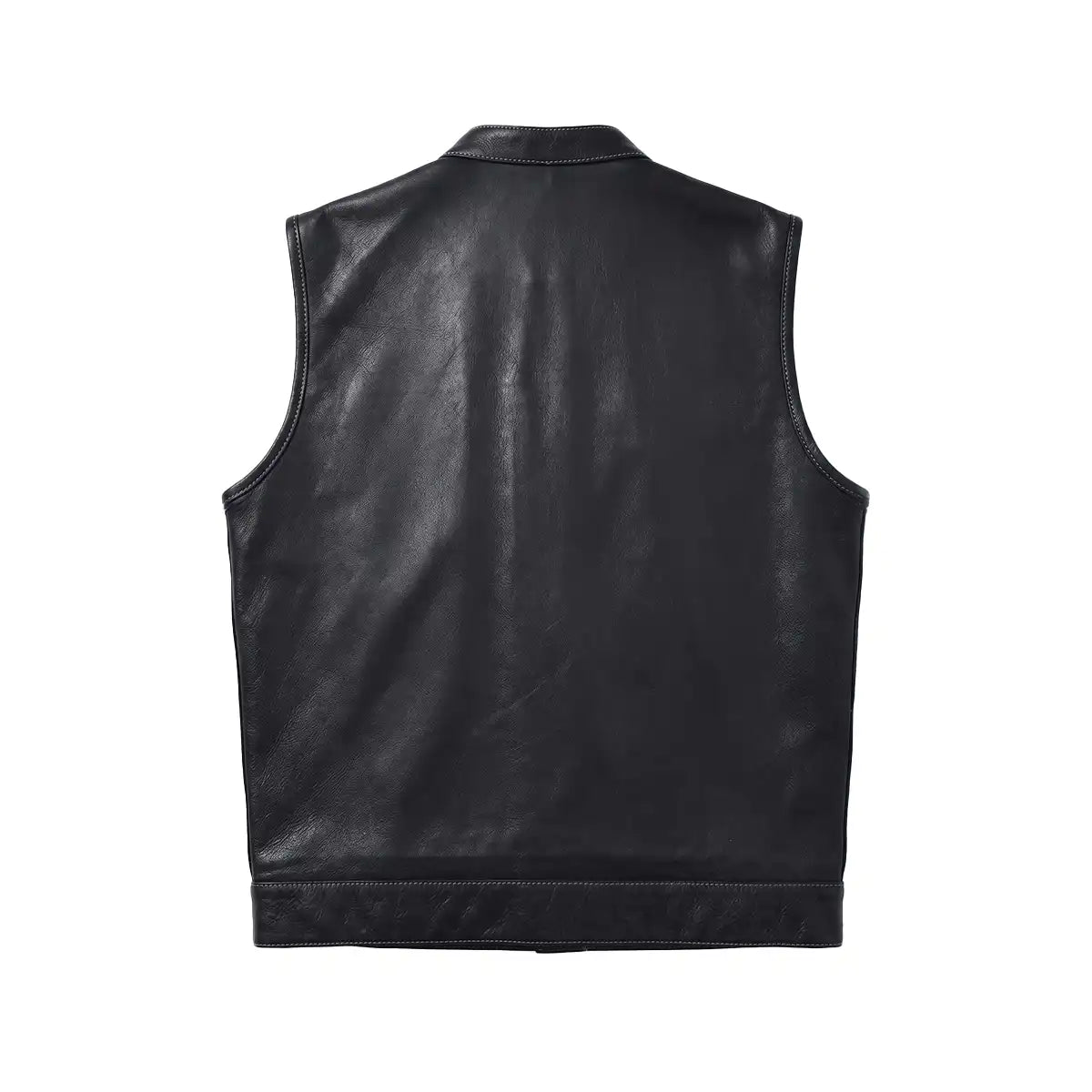 Nitro - Men's Club Style Black Leather Motorcycle Vest