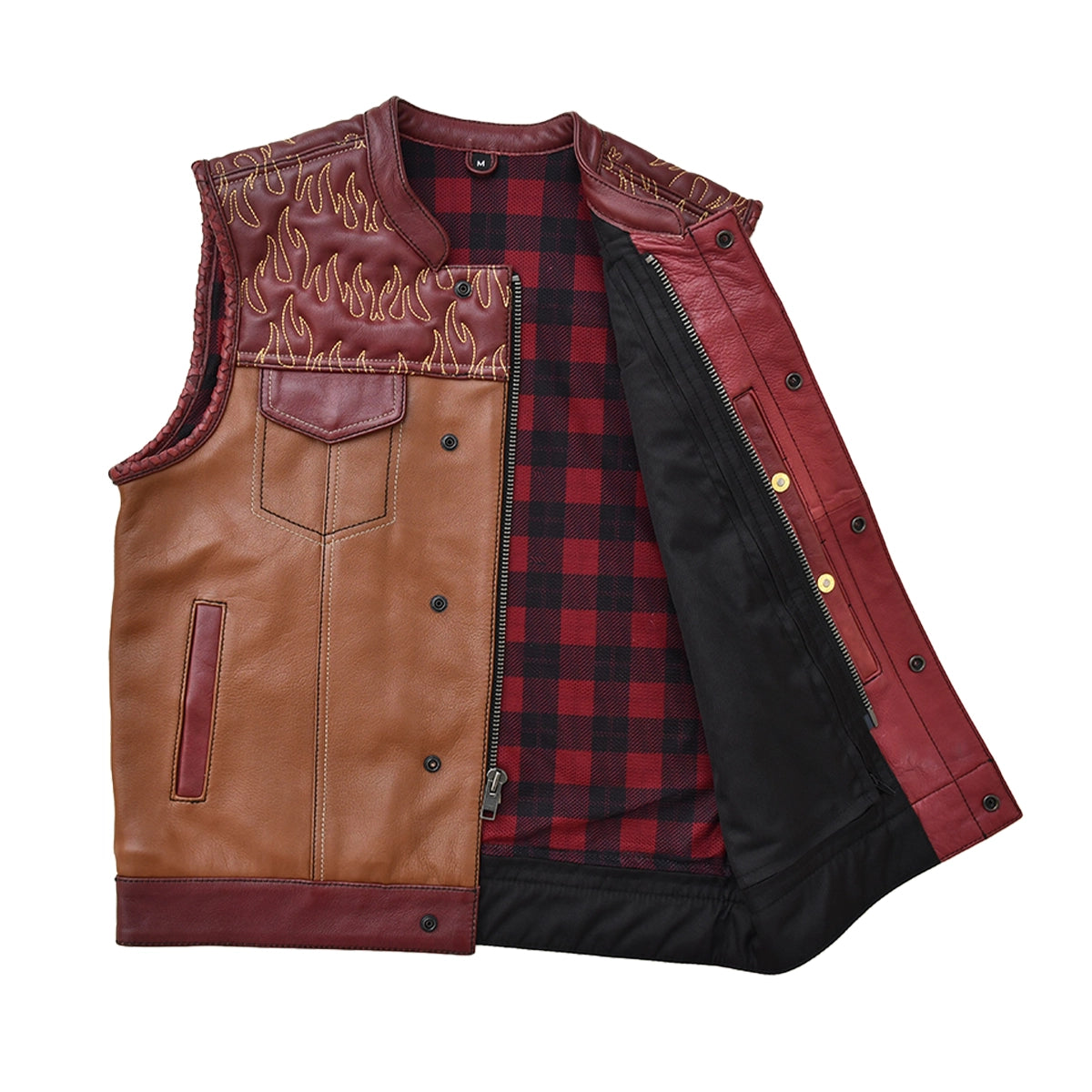 Roadcrew - Men's Leather Motorcycle Vest Men's Leather Vest Vests