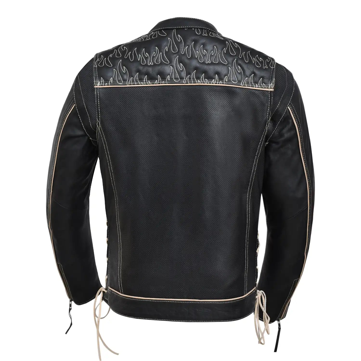Wildfire Rouge Mens Motorcycle Leather Jacket (Oil Sand/Black) Men's Leather Jacket First Manufacturing Company