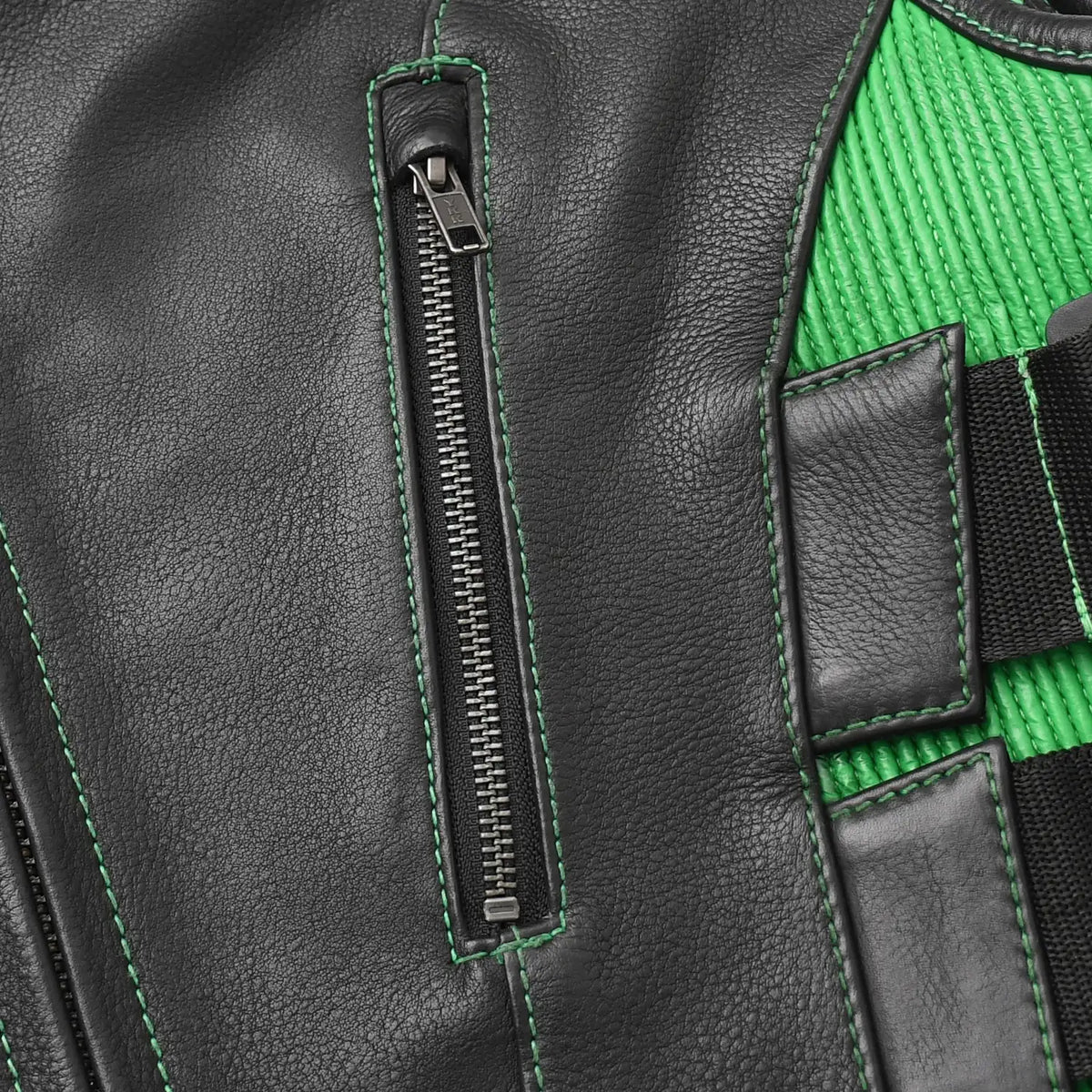 Tactical Emerald Men’s Motorcycle Leather Vest Men's Leather Vest Vests