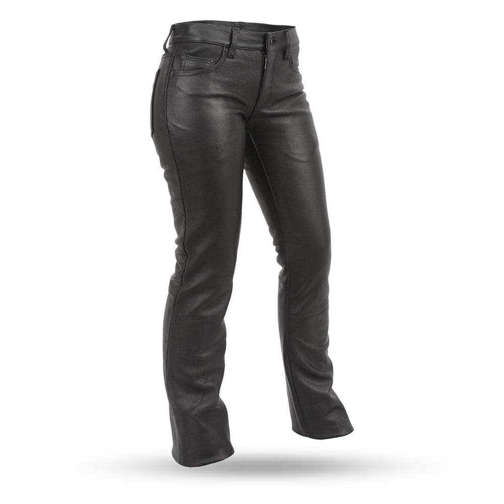 Shop Womens Leather Biker Pants with Stitched Detailing Online