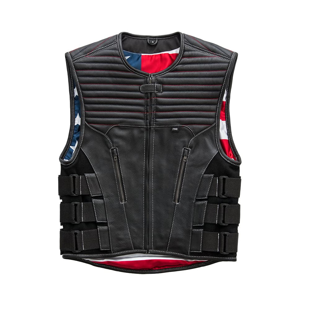 Anthem Men's Swat Style Leather Motorcycle Vest - Limited Edition Factory Customs First Manufacturing Company S  