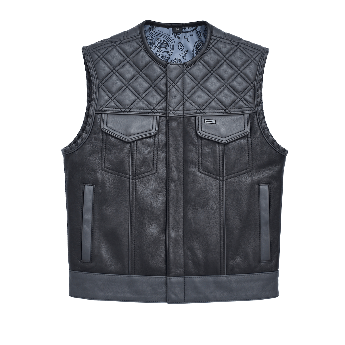 Road Hawk - Men’s Quilted Leather Motorcycle Vest