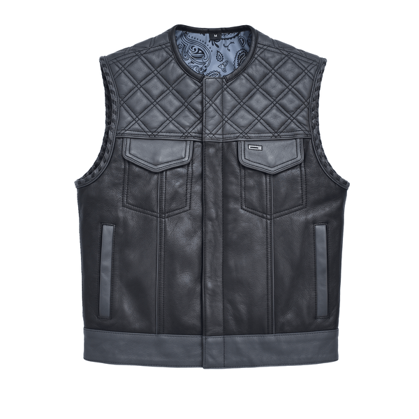 Road Hawk - Men’s Quilted Leather Motorcycle Vest Men's Leather Vest Vests