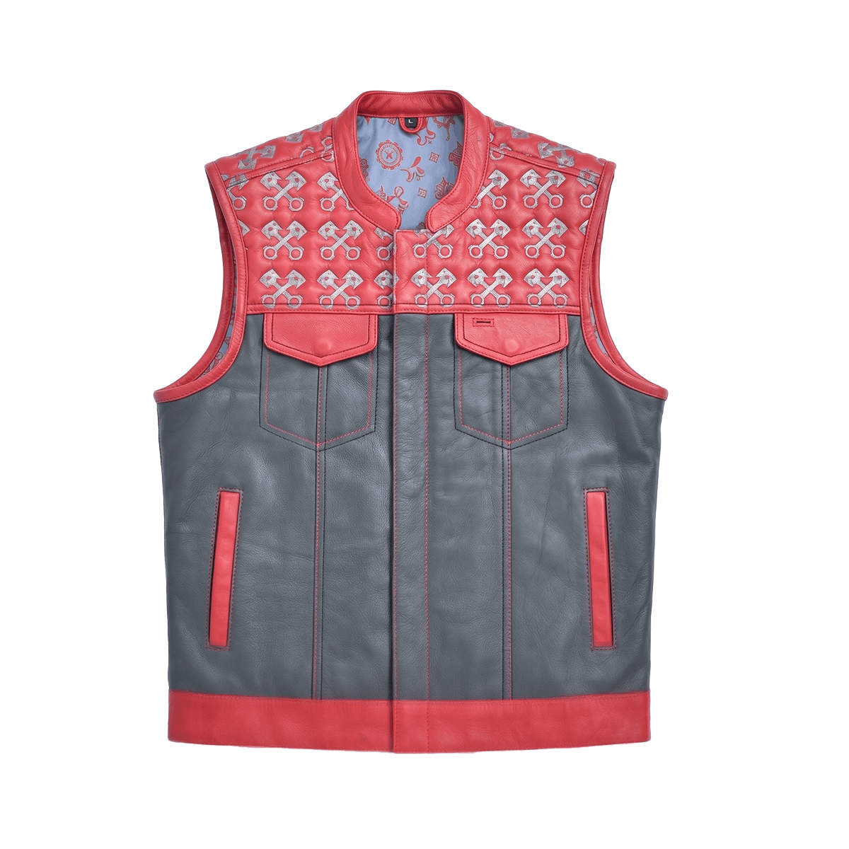 Redtop - Men’s Quilted Leather Motorcycle Vest Men's Leather Vest Vests