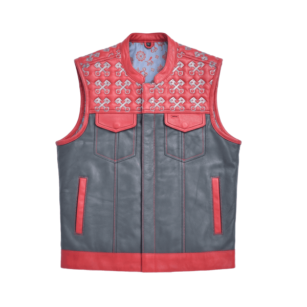 Redtop - Men’s Quilted Leather Motorcycle Vest Men's Leather Vest Vests