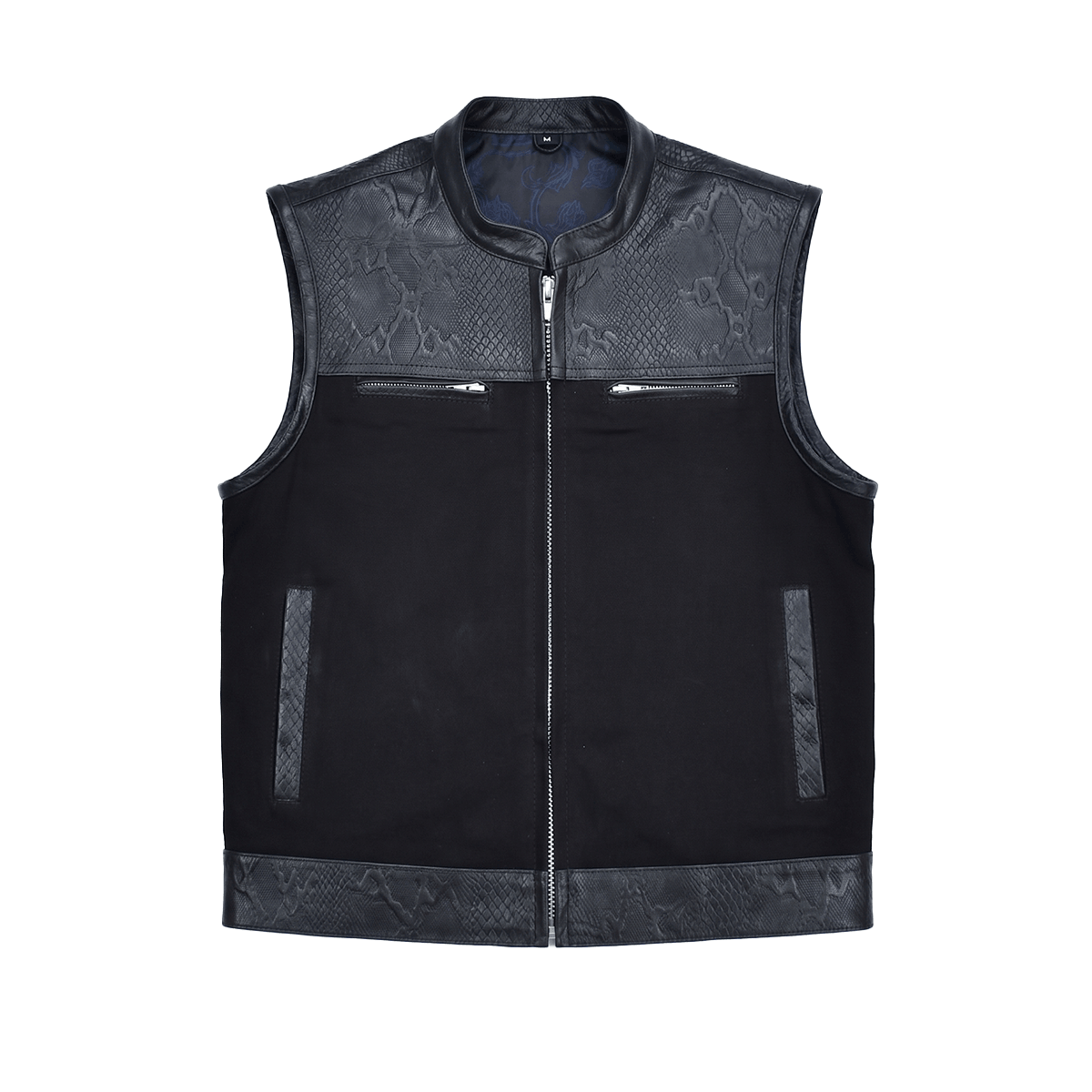Road Rebel - Men’s Embossed Snake Pattern Motorcycle Vest