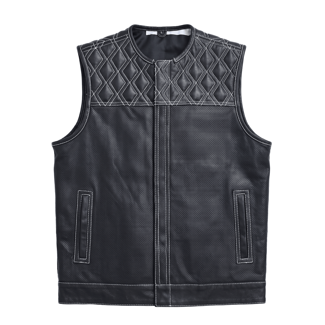 Roadrage - Men's Perforated Leather Motorcycle Vest