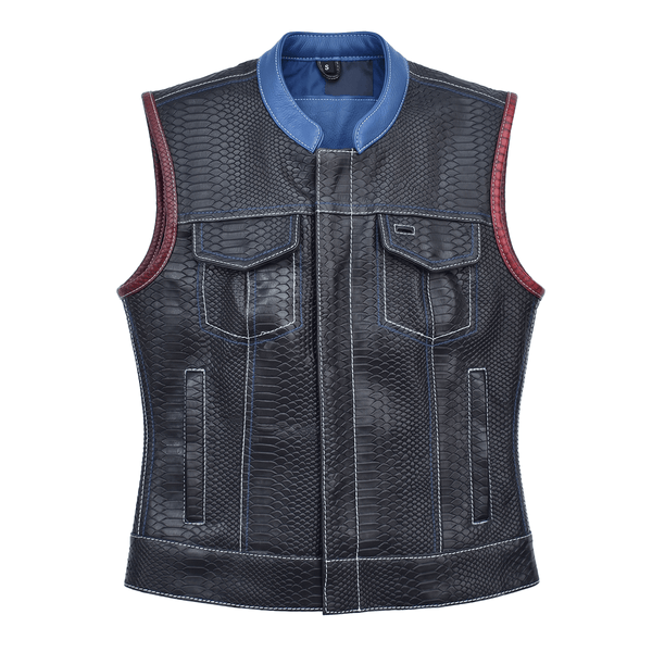 Rustline - Black Dragon Women’s Leather Motorcycle Vest Women's Leather Vest Vests S