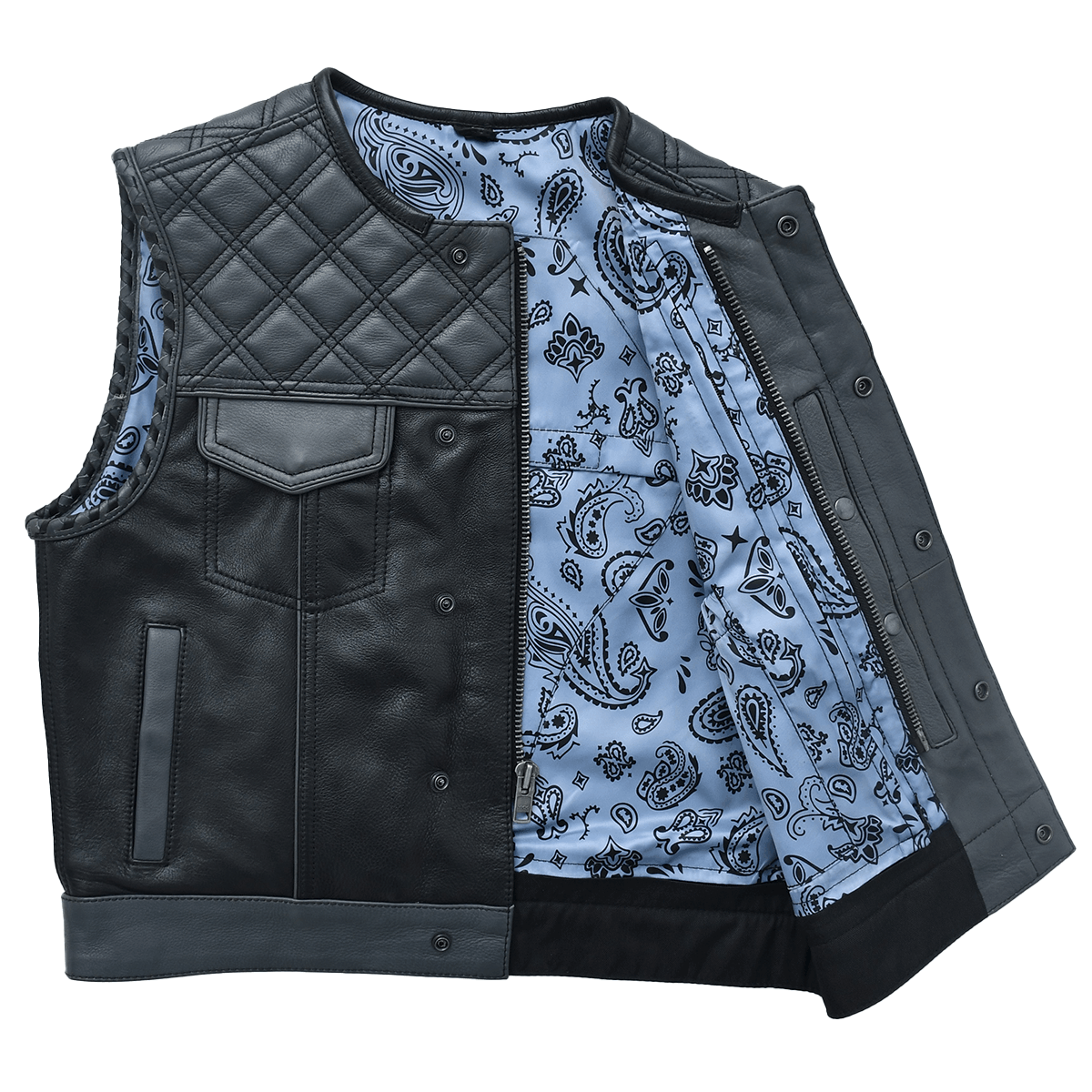 Road Hawk - Men’s Quilted Leather Motorcycle Vest