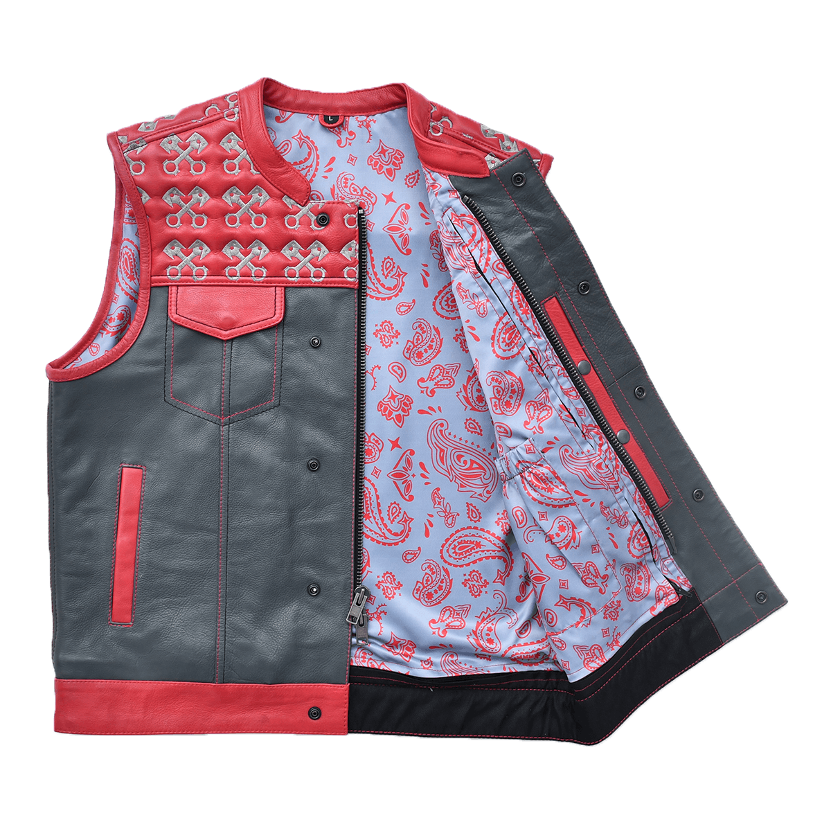 Redtop - Men’s Quilted Leather Motorcycle Vest Men's Leather Vest Vests