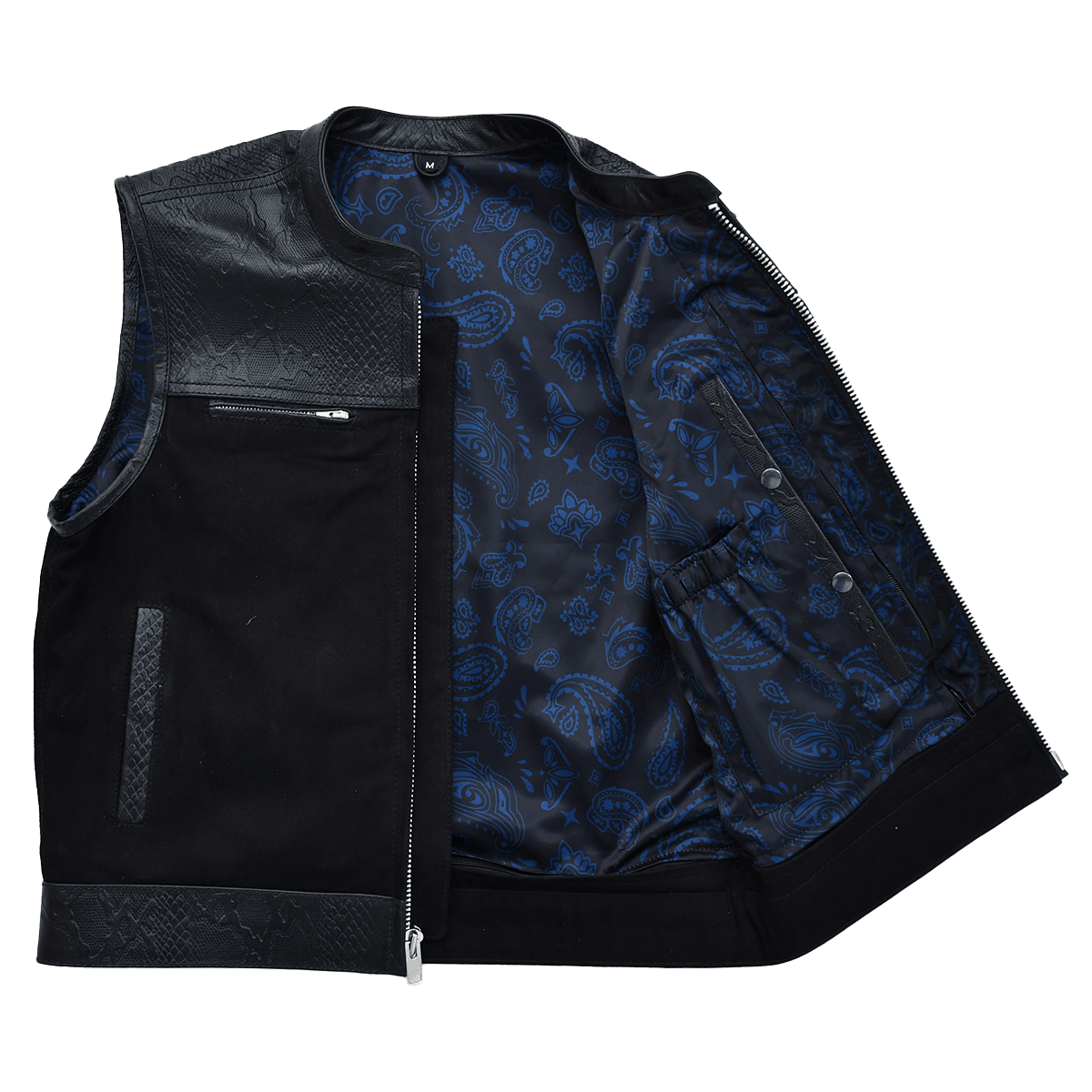 Road Rebel - Men’s Embossed Snake Pattern Motorcycle Vest