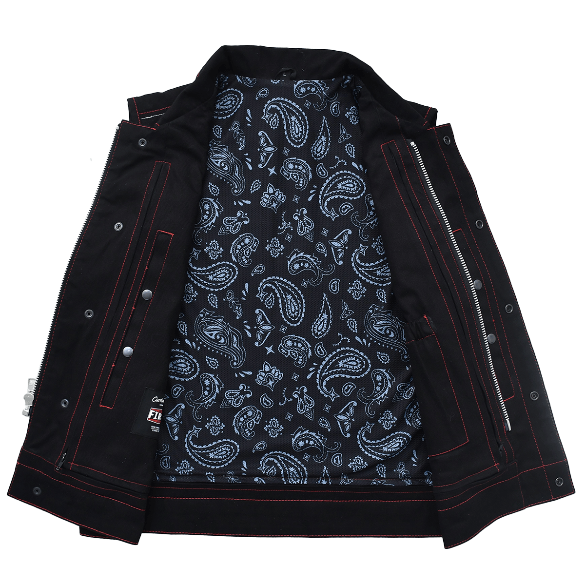 Striker - Men's Black Twill Motorcycle Vest Men's Leather Vest Vests
