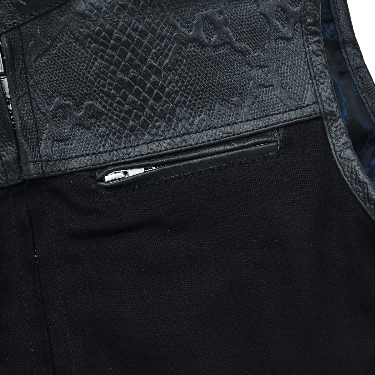 Road Rebel - Men’s Embossed Snake Pattern Motorcycle Vest