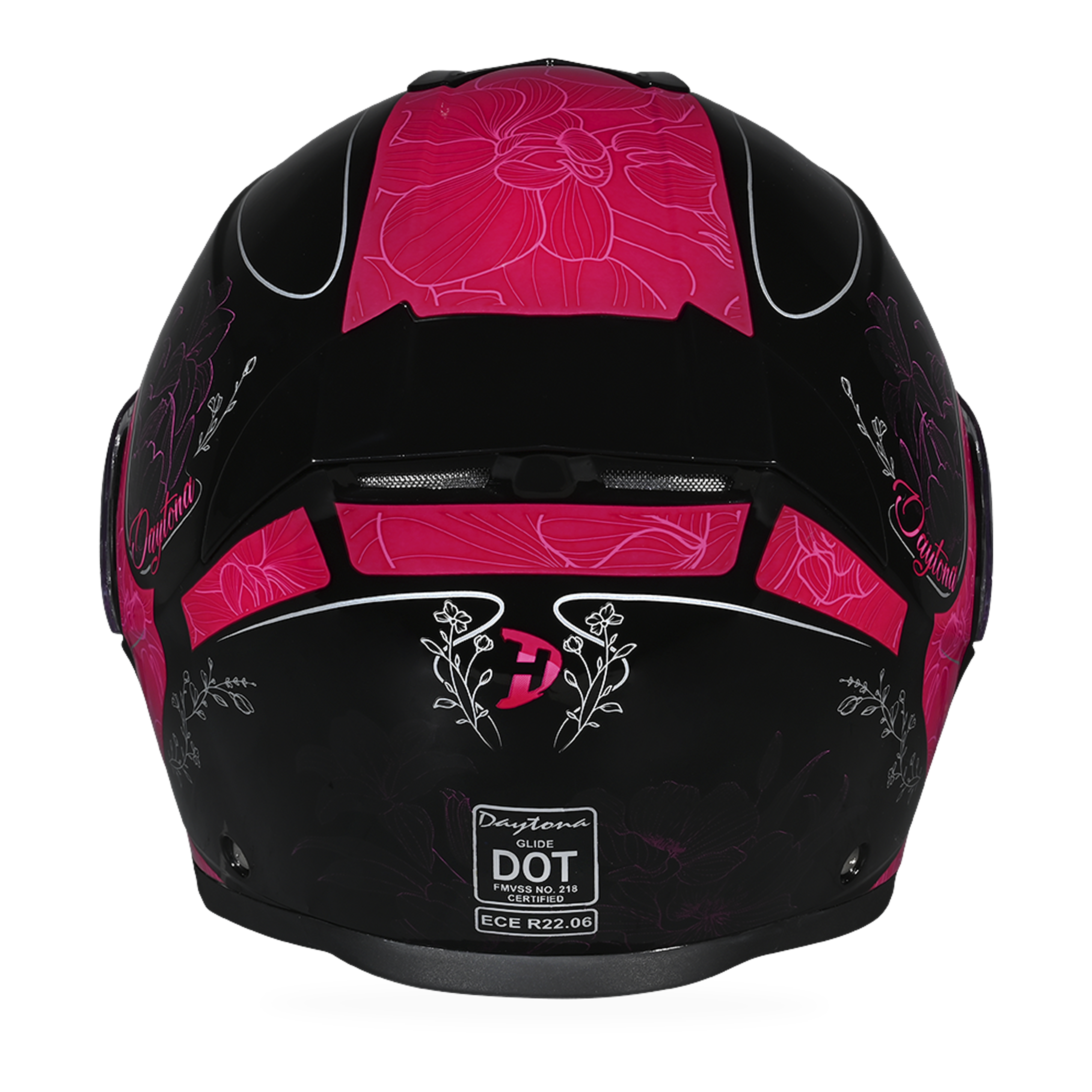 Daytona Glide Modular Motorcycle Helmet - DOT Approved, Bluetooth Ready, Dual Visor, Men/Women/Youth - W/ Flowers GLIDE - GRAPHICS Daytona Helmets