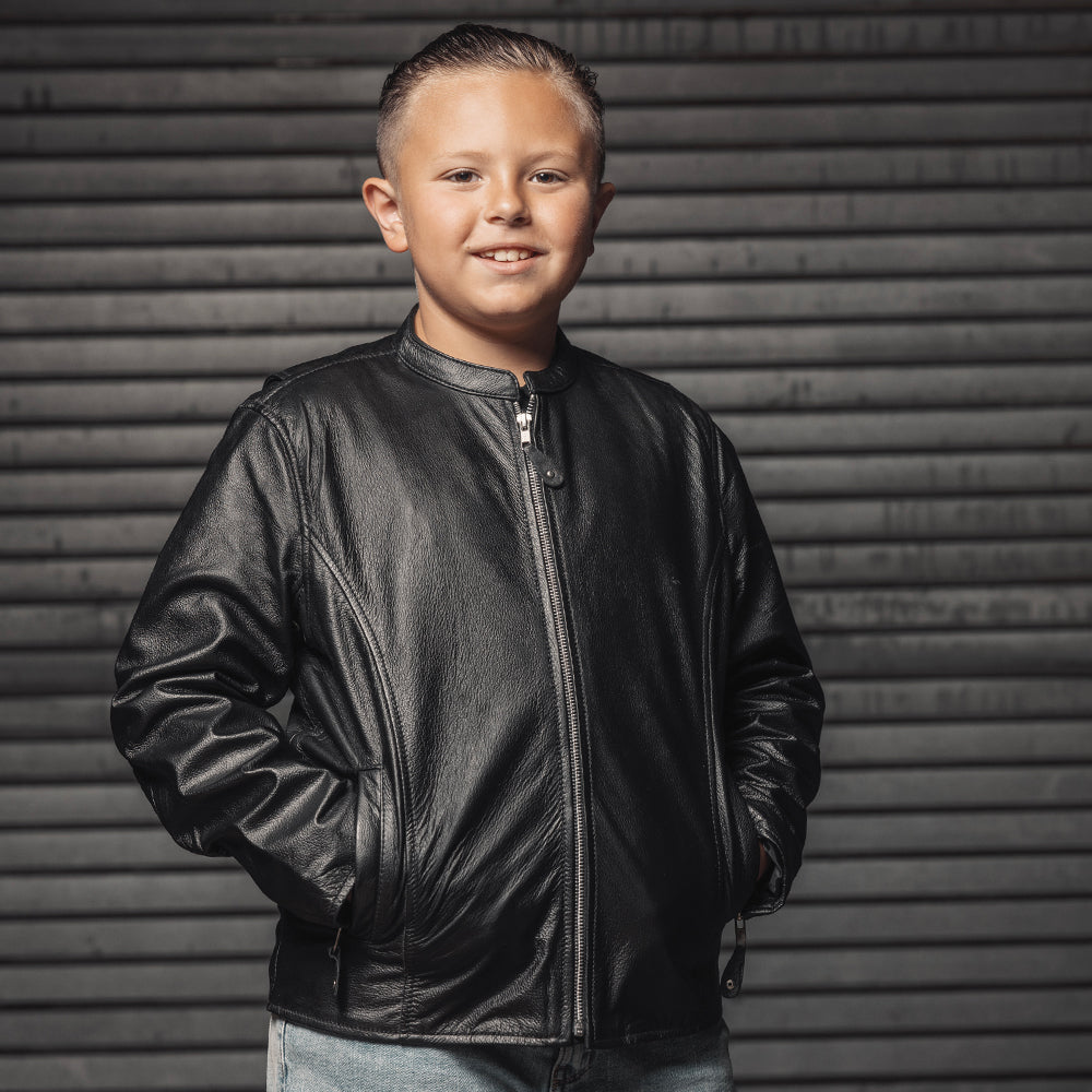 Closeup of a Trendy Stylish Brown Leather Jacket with Fur and a Blue Denim  Pants or Trousers for Child Boy Isolated on a White Stock Image - Image of  garment, jacket: 238806883
