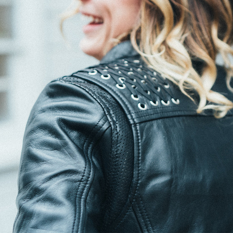 Black Widow - Women's Leather Motorcycle Jacket Women's Leather Jacket First Manufacturing Company   