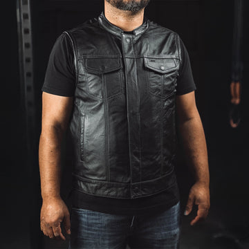 Blaster Men's Leather Motorcycle Vest – First MFG Co
