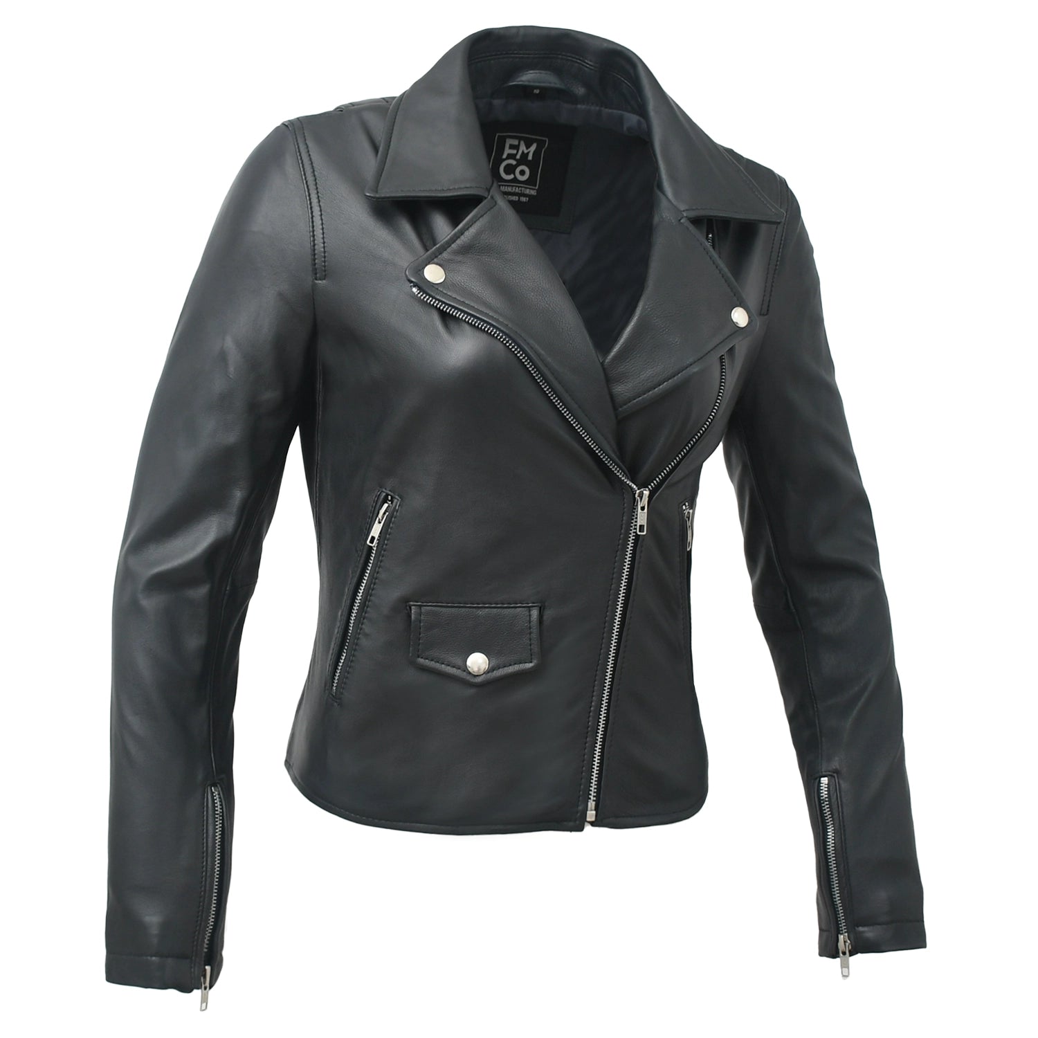 Lennox  Moto Style Leather Jacket Women's Fashion Leather Jacket FMCo   