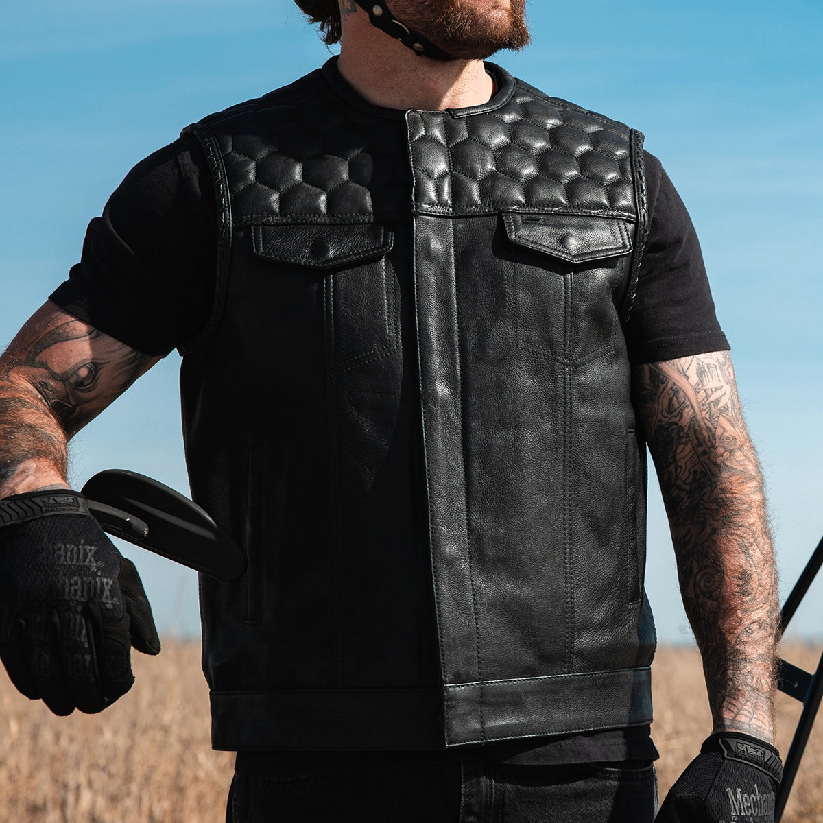 Hornet Men's Club Style Leather Vest Men's Leather Vest First Manufacturing Company