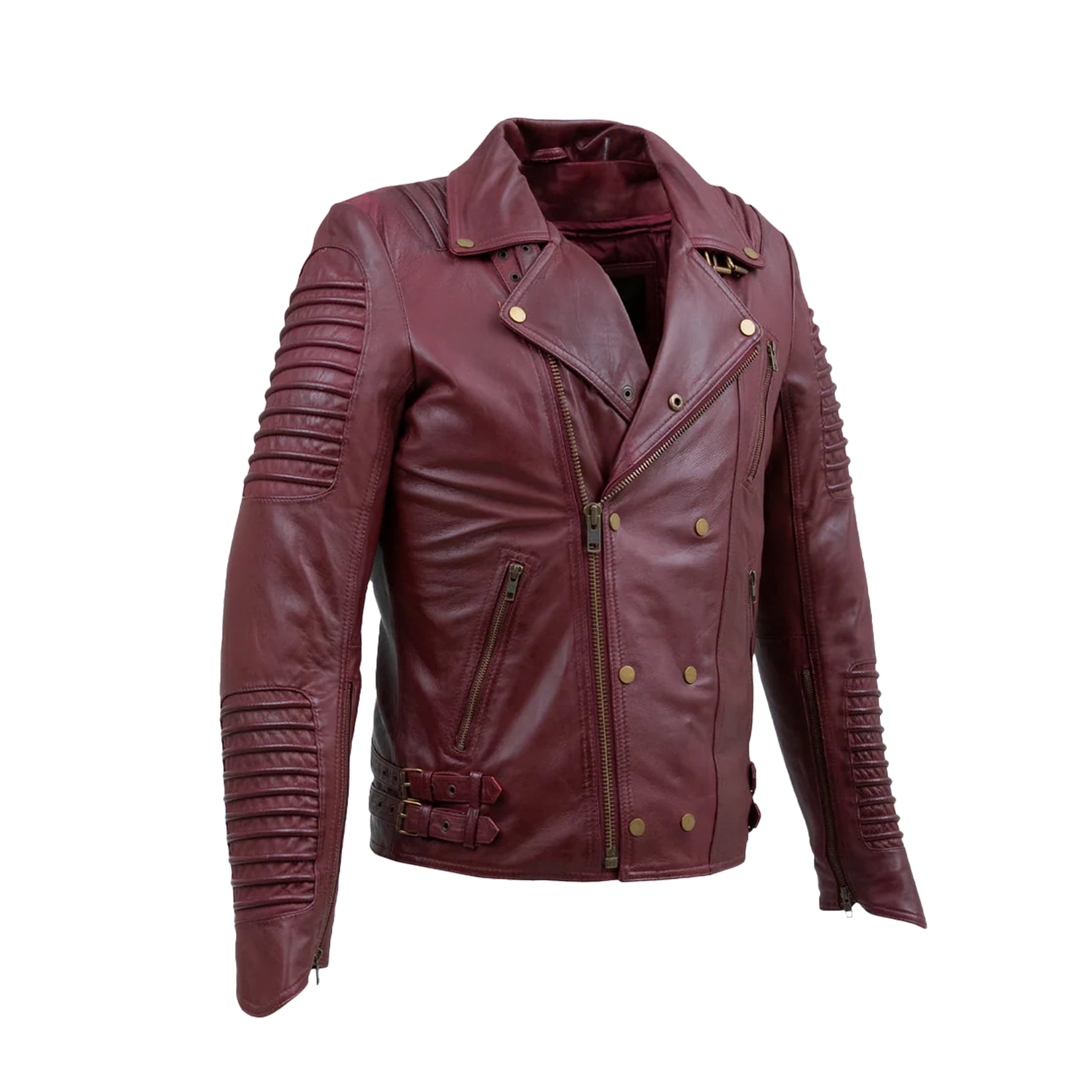 Brooklyn Mens Lambskin Leather Jacket Men's Motorcycle style Jacket FMCo Oxblood S 