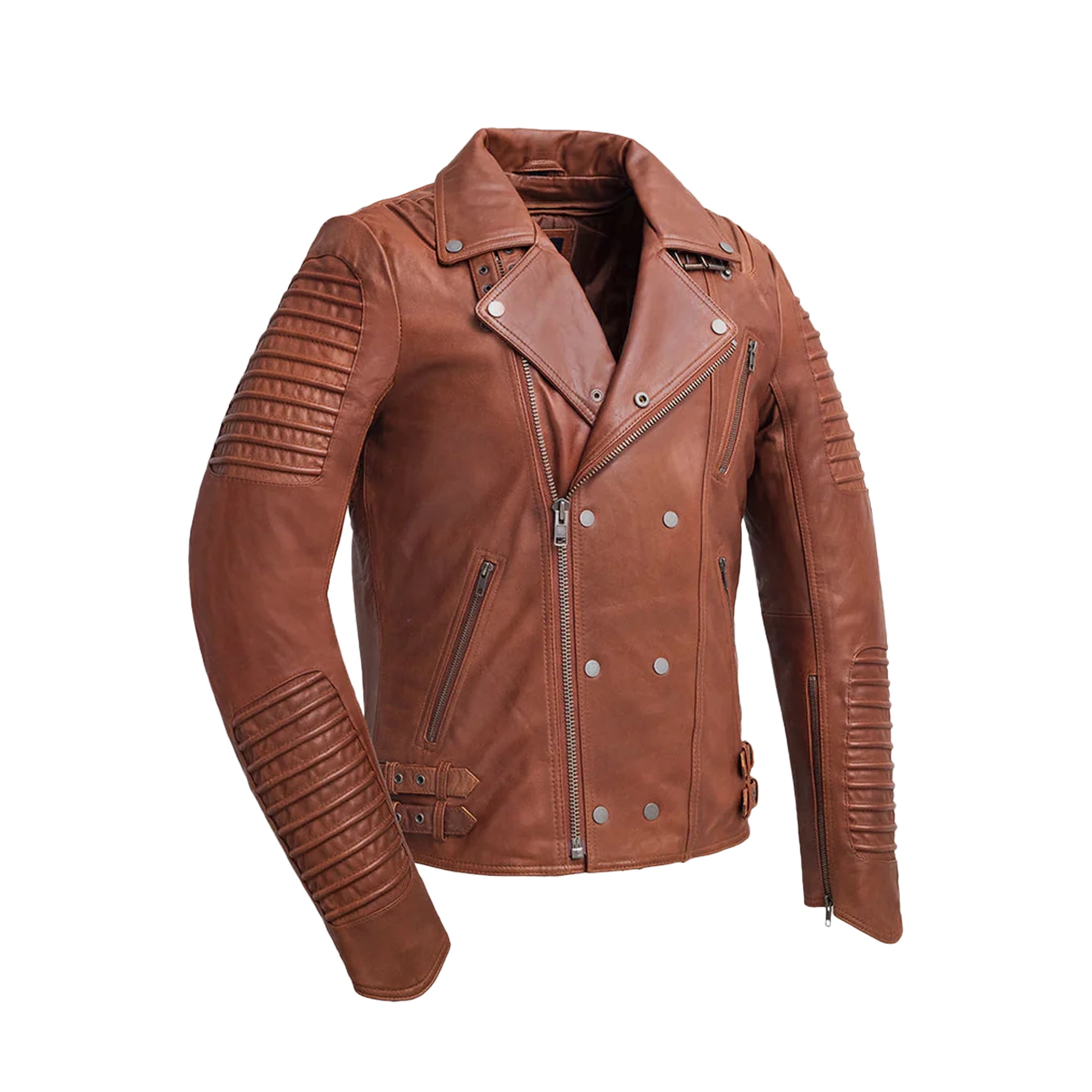 Brooklyn Mens Lambskin Leather Jacket Men's Motorcycle style Jacket FMCo Red Ford S 