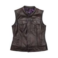 Keystone Women’s Motorcycle Vest Limited Edition Women's Leather Vest First Manufacturing Company Purple XS 