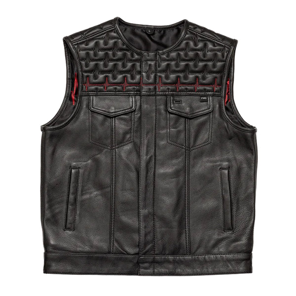 EKG Men's Leather Motorcycle Vest (Limited Edition) Factory Customs Vests