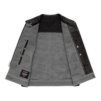 Waxed Hunt Club - Men's Motorcycle Vest (Limited Edition) Grey  First Manufacturing Company   