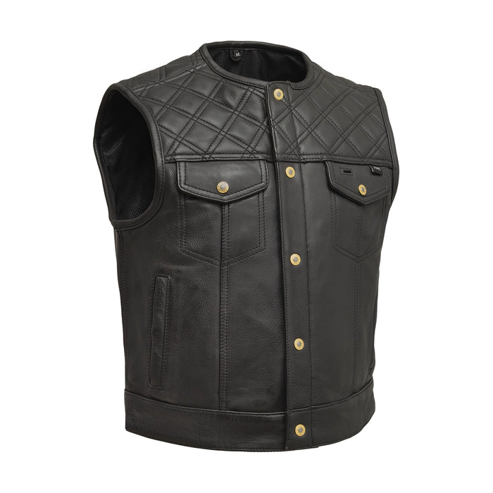 SHELL SHOCK Mens motorcycle leather vest (limited edition)  First Manufacturing Company   