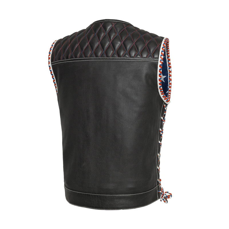 Captain Perforated Men's Motorcycle Leather Vest Men's Leather Vest First Manufacturing Company   