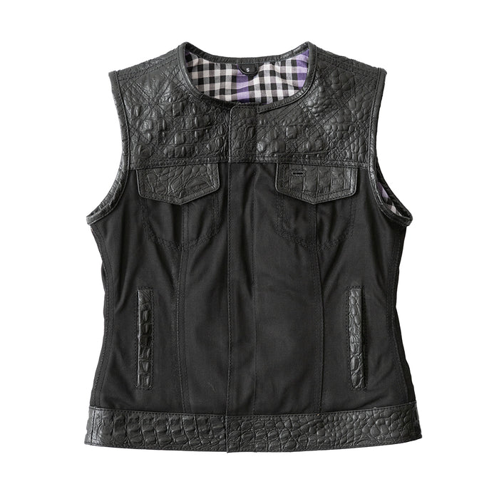 Carter - Women's Club Style Leather/Canvas Vest - Limited Edition Factory Customs First Manufacturing Company S  
