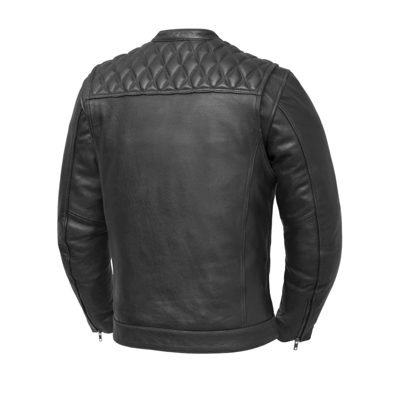 Cinder Men's Cafe Style Leather Jacket Black Men's Leather Jacket First Manufacturing Company   