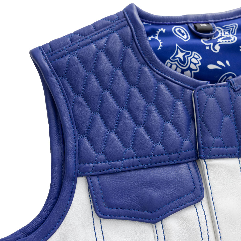 Cobalt -  Women's Motorcycle Leather Vest - Limited Edition Factory Customs First Manufacturing Company   