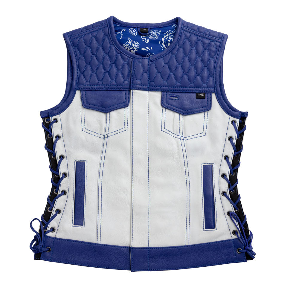 Cobalt -  Women's Motorcycle Leather Vest - Limited Edition Factory Customs First Manufacturing Company XS  