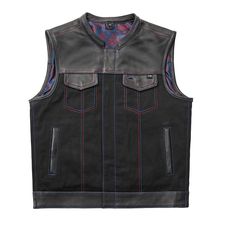 Colossus - Men's Leather/Twill Motorcycle Vest - Limited Edition Factory Customs First Manufacturing Company S  