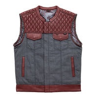 Count - Men's Leather/Denim Motorcycle Vest - Limited Edition Factory Customs First Manufacturing Company S  