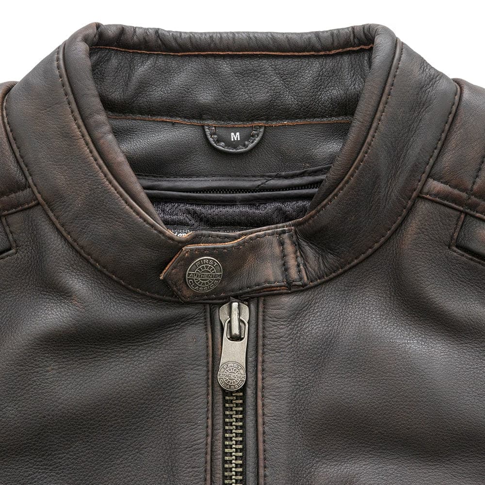 Crusader Men's Motorcycle Leather Jacket (Brown Beige) – First