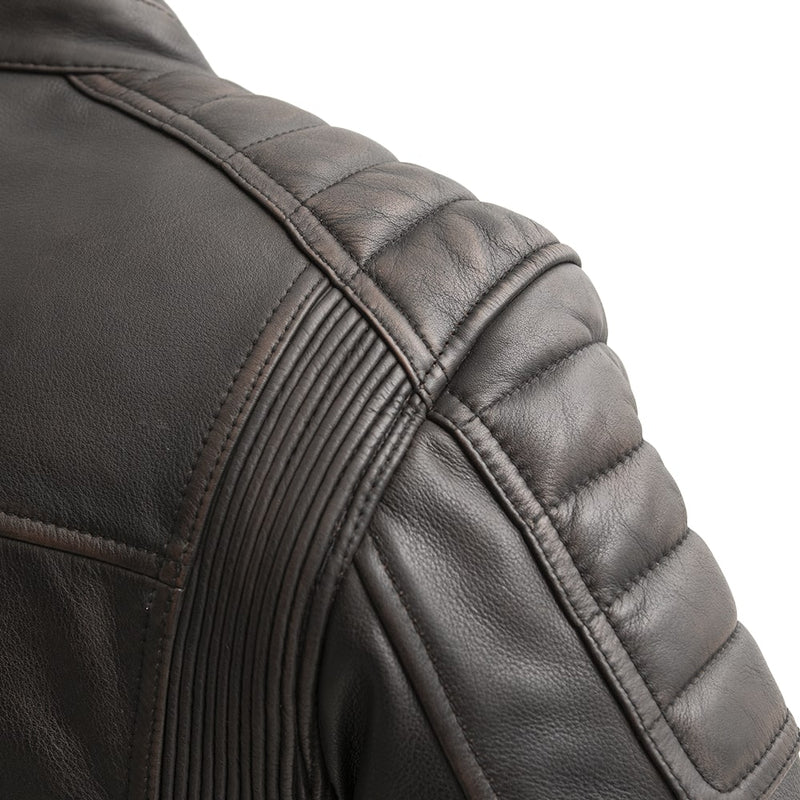 Crusader Men's Motorcycle Leather Jacket - Brown/Beige Men's Leather Jacket First Manufacturing Company   