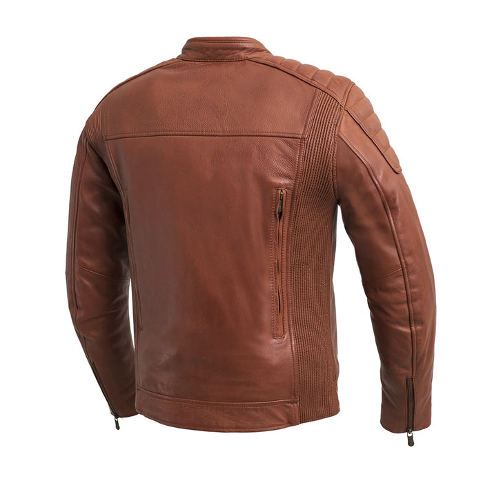 Crusader Men's Motorcycle Leather Jacket - Whiskey Men's Leather Jacket First Manufacturing Company   
