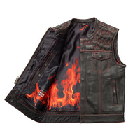 Men's Customs 1 of 1 limited edition Multi Size Run Men's Leather Vest GARAGE SALE   